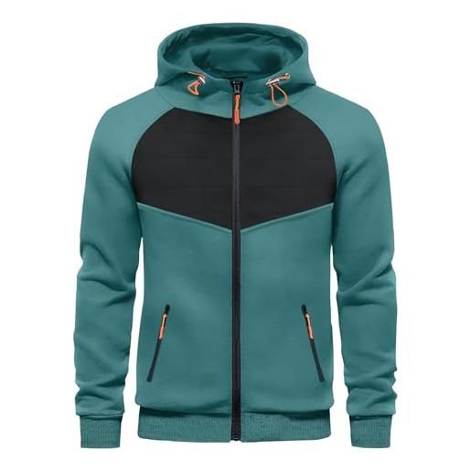 CTU felpa da uomo con cappuccio in pile con cappuccio e tasche con zip, nero , m