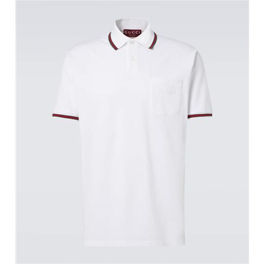 Gucci polo web stripe in piquã© di misto cotone