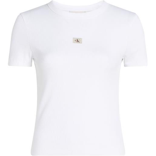 CALVIN KLEIN t shirt woven label rib slim donna