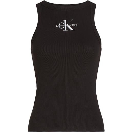 CALVIN KLEIN canotta mono logo rib tank top donna