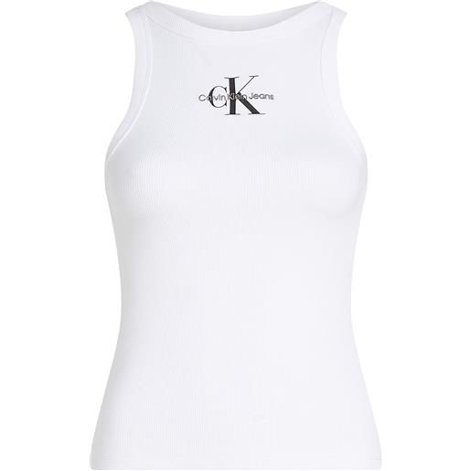 CALVIN KLEIN canotta mono logo rib tank top donna