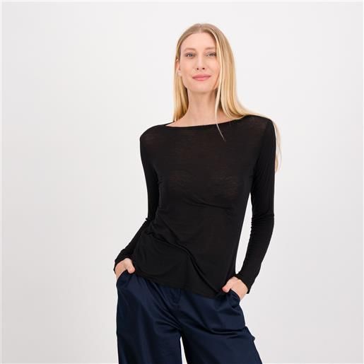 Lucrezia sciortino maglia scollo a barca in jersey con seta