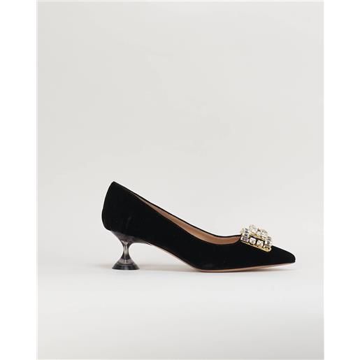 FRANCESCO SACCO decollete in velluto con accessorio sul davanti francesco sacco