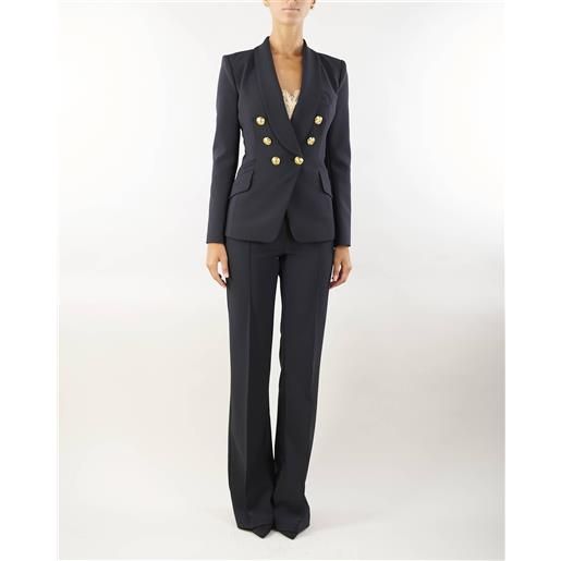 ELISABETTA FRANCHI tailleur in doppio crêpe stretch con giacca sciallata e pantalone a palazzo elisabetta franchi