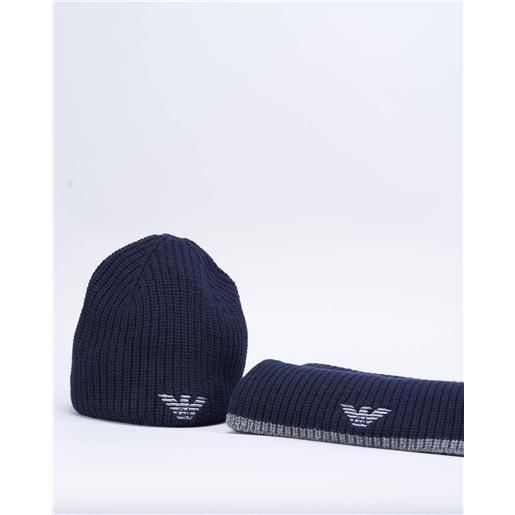 EMPORIO ARMANI set cappello e sciarpa con logo emporio armani