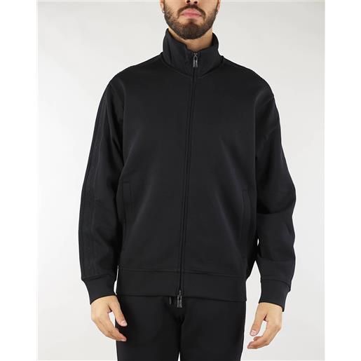EMPORIO ARMANI felpa full zip in double jersey con tape logo lettering a rilievo emporio armani