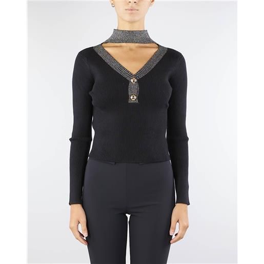 NO SECRETS maglia a costine con profili oro no secrets