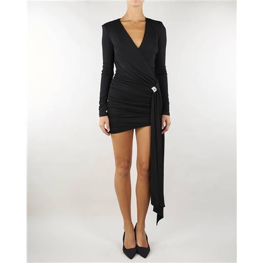 ELISABETTA FRANCHI miniabito in jersey drappeggiato con accessorio gioiello elisabetta franchi