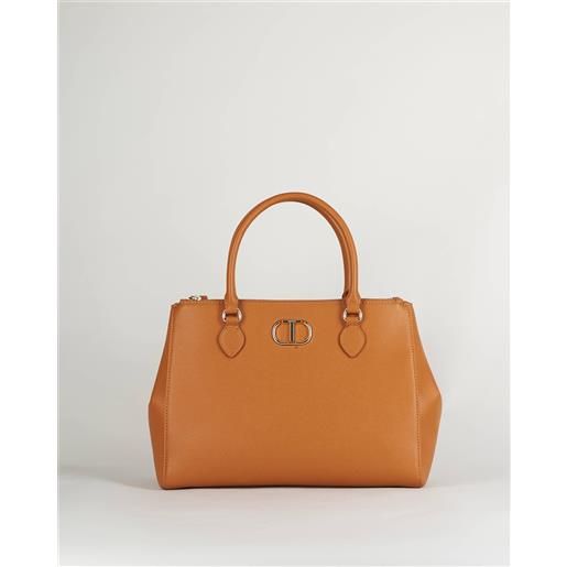 TWIN SET borsa shopper con tramezzo e oval t twinset