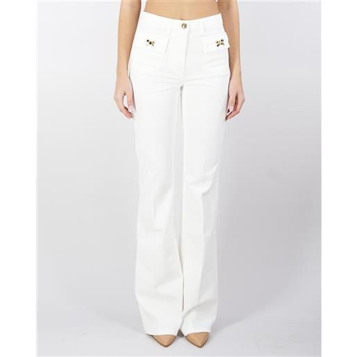 ELISABETTA FRANCHI pantaloni in cotone con fiocchi gioiello