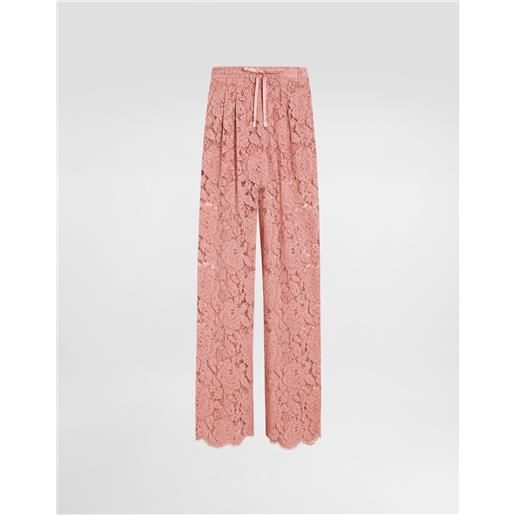 Dolce & Gabbana pantaloni flare in pizzo cordonetto floreale logato dg