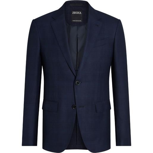 Zegna blazer trofeo con trama seersucker - blu