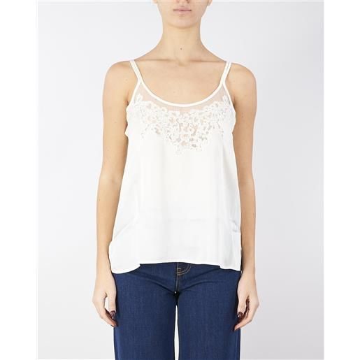 TWIN SET top in raso con ricamo