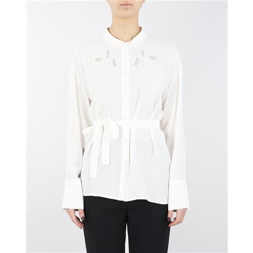 TWIN SET camicia in georgette con ricamo