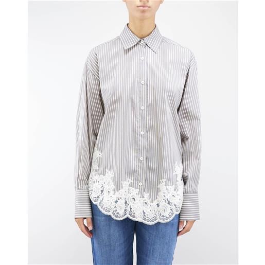 ERMANNO BY ERMANNO SCERVINO camicia a righe con ricamo in pizzo ermanno by ermanno scervino