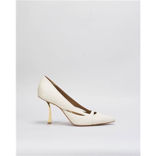 WO MILANO decollette in pelle cut-out con tacco gold wo milano