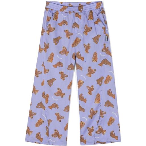 Palm Angels Kids pantaloni pigiama con motivo teddy bear - viola