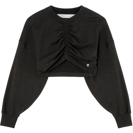 Palm Angels felpa crop con ruches - nero