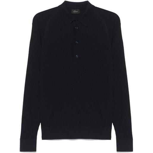 Brioni polo in maglia a coste - blu