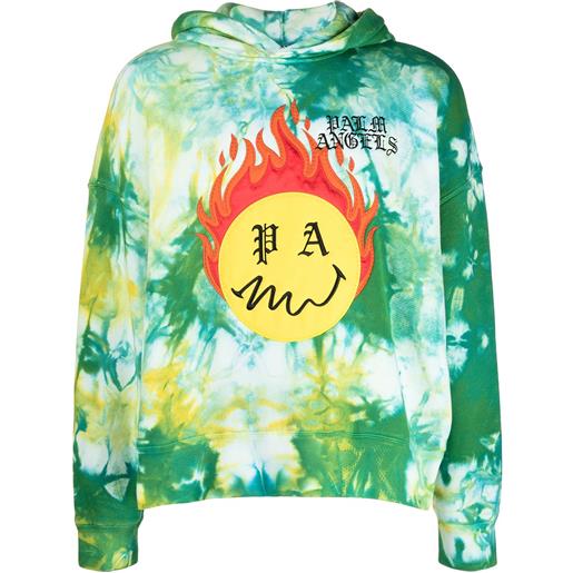 Palm Angels felpa con fantasia tie dye e cappuccio - verde