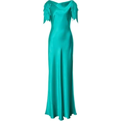 Alberta Ferretti abito lungo in raso - verde