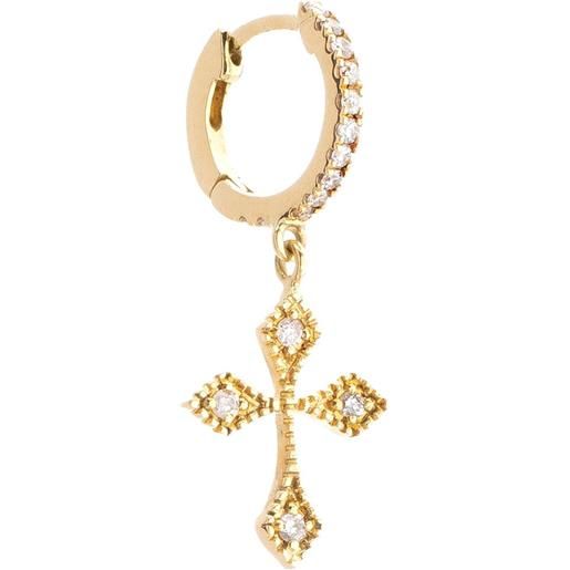 DE JAEGHER 18kt yellow gold baby cross diamond earring - oro