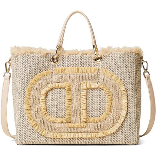 TWINSET borsa tote con applicazione oval t - toni neutri