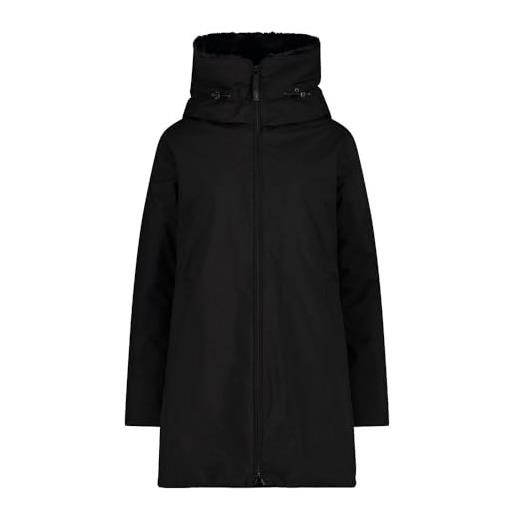 CMP - parka da donna con cappuccio fisso, nero, 44