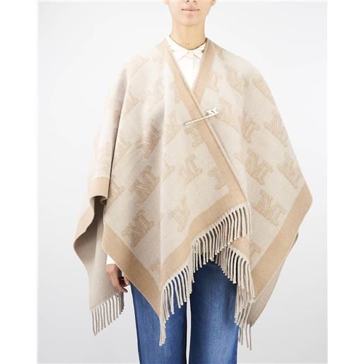 MAX MARA STUDIO mantella jacquard con logo monogram e spilla max mara studio