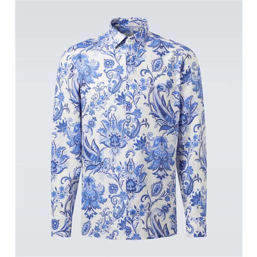 Etro camicia roma in lino con stampa