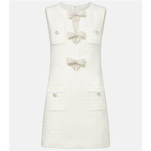 Self-Portrait abito corto in bouclã© con cristalli