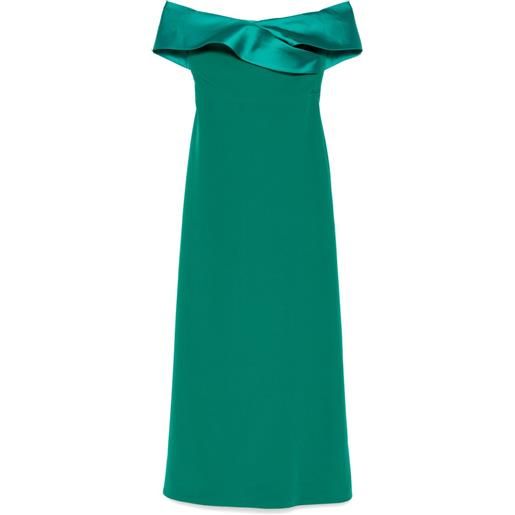 Rhea Costa abito lungo con scollo asimmetrico - verde
