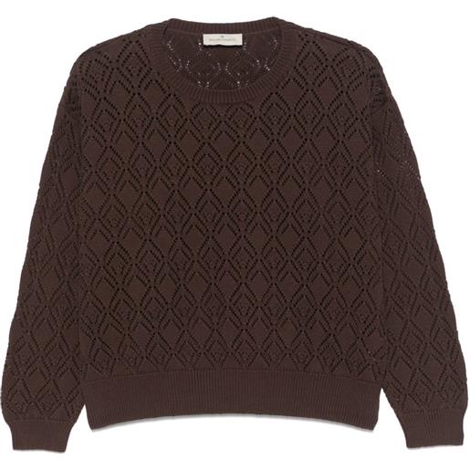 Bruno Manetti maglione con lavorazione pointelle - marrone