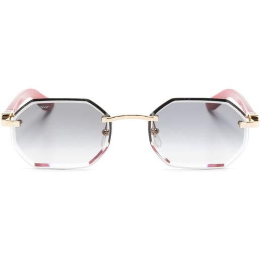 Cartier Eyewear occhiali da sole geometrici con placca logo - rosso