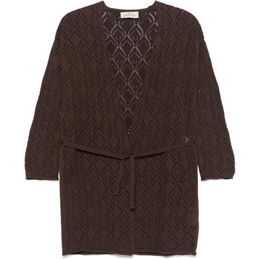 Bruno Manetti cardigan con lavorazione pointelle - marrone