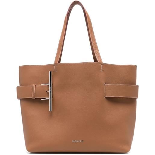 Alexander McQueen borsa tote t-bar sling - marrone