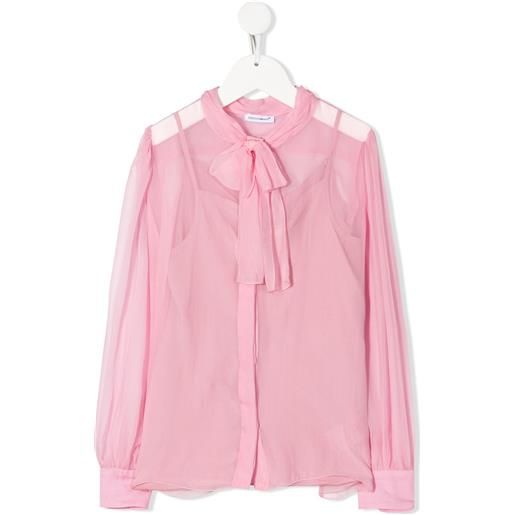 Dolce & Gabbana Kids blusa semi trasparente - rosa