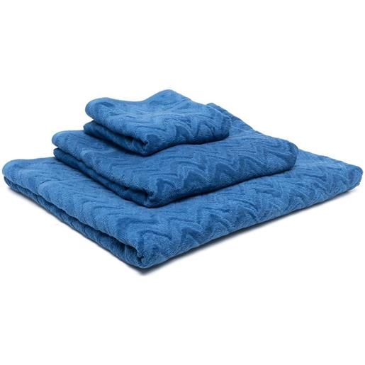 Missoni Home set di asciugamani con motivo a zigzag - blu