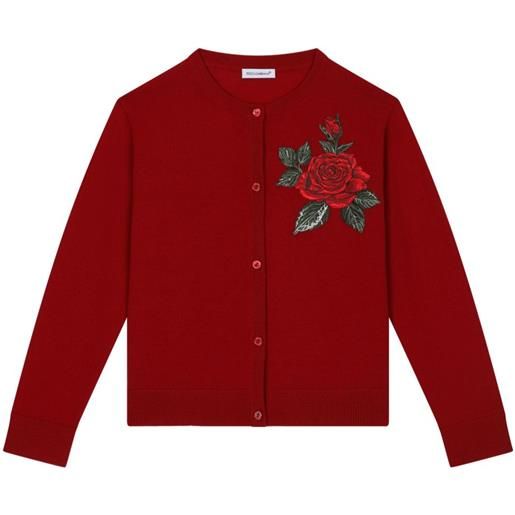 Dolce & Gabbana Kids cardigan girocollo con applicazione - rosso