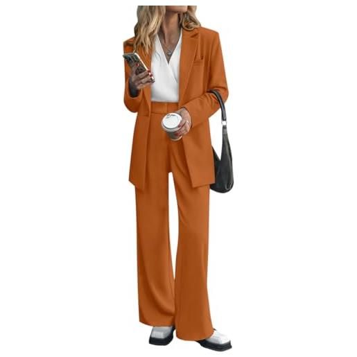 ORANDESIGNE completo donna elegante tailleur cerimonia curvy giacca e pantalone outfit completo business casual da ufficio lavoro 2 pezzi da tuta business suit set verde militare s