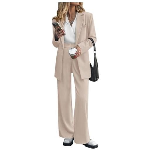 ORANDESIGNE completo donna elegante tailleur cerimonia curvy giacca e pantalone outfit completo business casual da ufficio lavoro 2 pezzi da tuta business suit set albicocca s