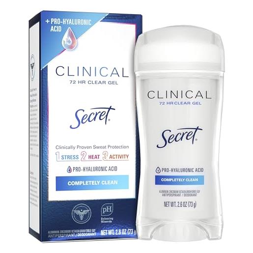 Secret clinical strength deodorante e antitraspirante per donne, clear gel, completely clean, 2.6 oz. 
