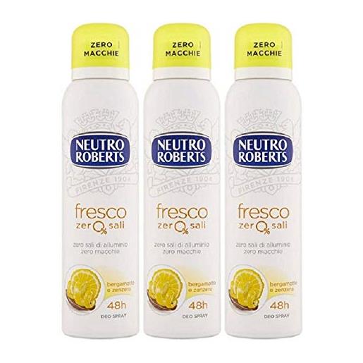 NEUTRO ROBERTS netro roberts - deodorante spray giallo fresh, bergamotto e zenzero, 125 ml