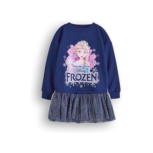Disney frozen girls vestito maglione | felpa princess elsa per bambini con gonna in tulle scintillante in blu navy |merce regalo bambini
