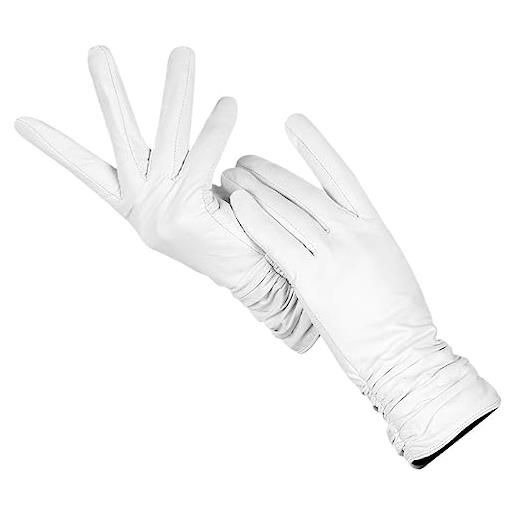 keusyoi guanti bianchi alla moda guanti in pelle di montone da donna guanti invernali caldi per il freddo invernale da donna