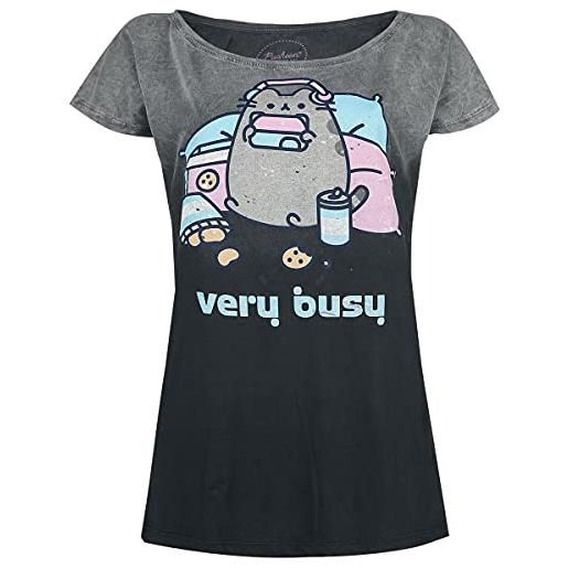Pusheen very busy donna t-shirt grigio scuro s 100% cotone regular