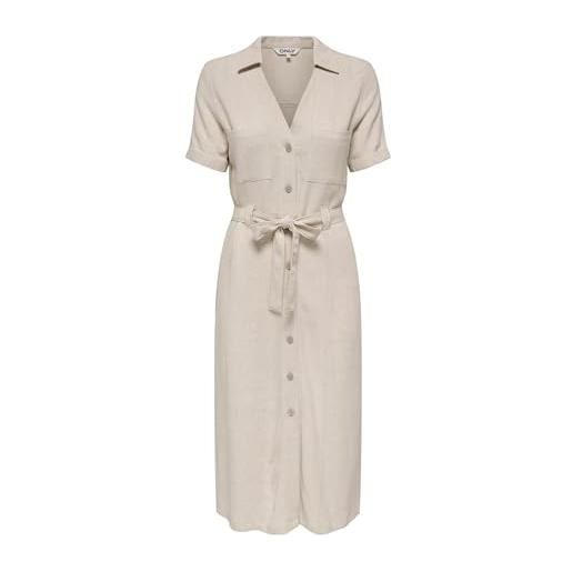 ONLY onlsiesta ss linen bl shirt dress pnt, raggio di luna, xl donna