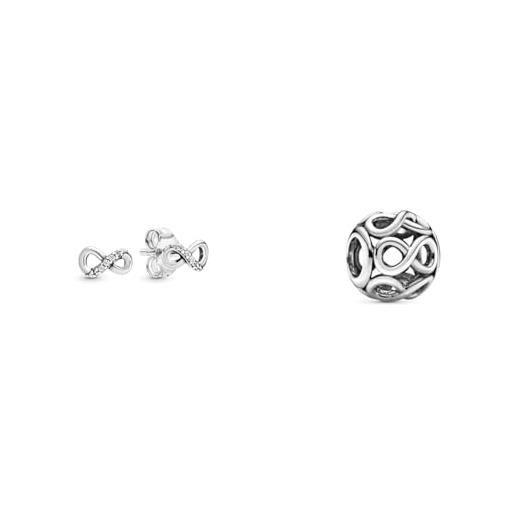 PANDORA orecchini pandora 298820c01 infinity knot. & charm 791872 infinity sparkle