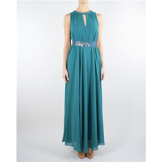 PENNY BLACK abito verde lungo in georgette