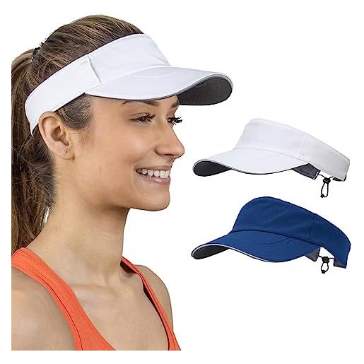 TrailHeads cappello parasole da donna per corsa, golf e tennis, riciclato, bianco & navy, taglia unica